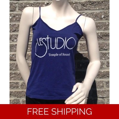 Woman Navy Blue Tank Top White Front Logo